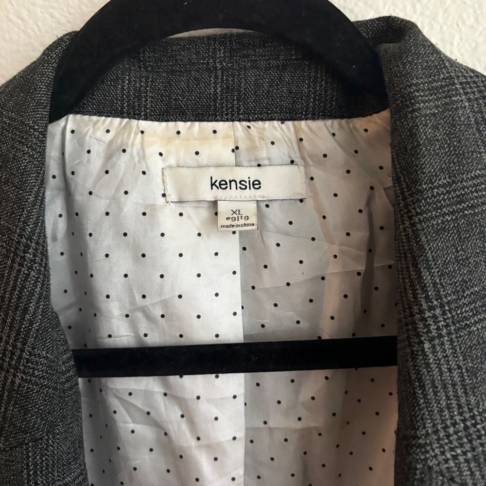 Kensie Women's Gray Plaid Blazer Jacket XL Button Front - Picture 6 of 8